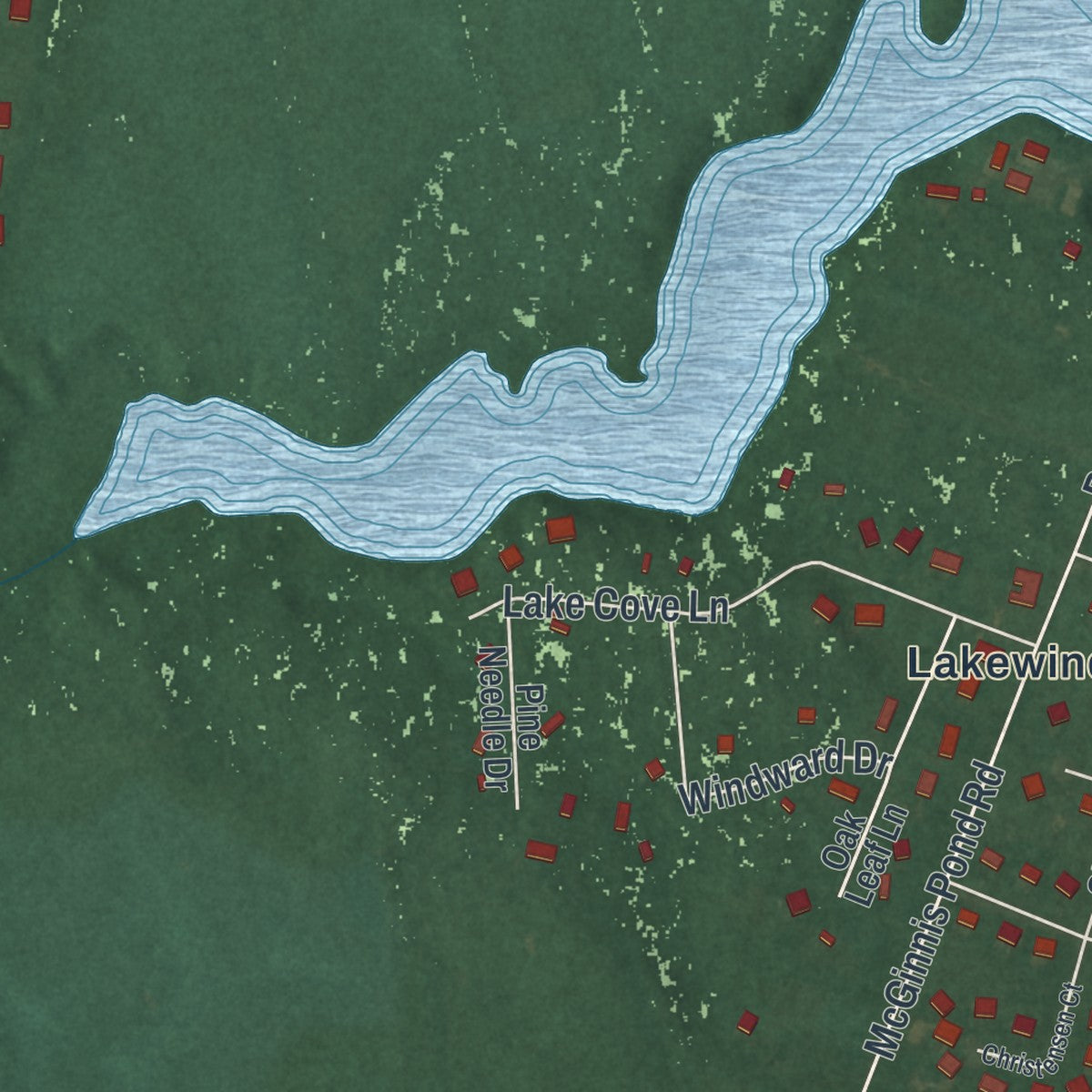 Second close-up of the map of Riverview, Delaware print showing more streets and buildings