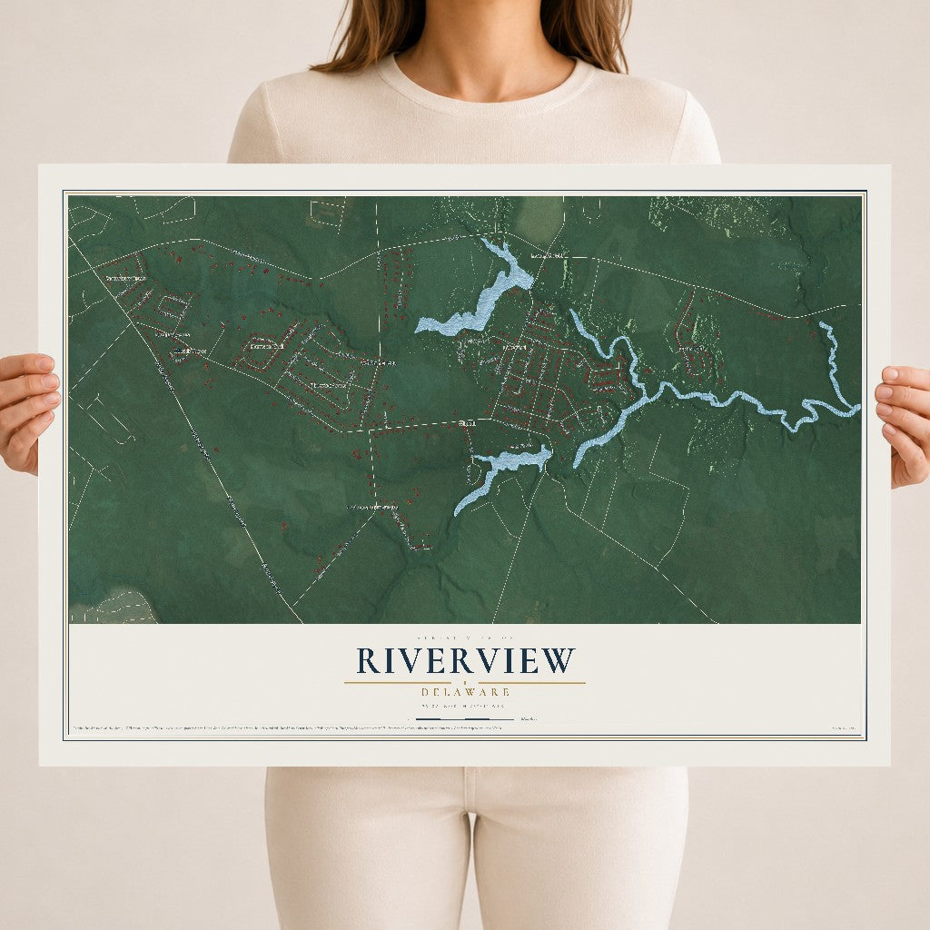 Map of Riverview, Delaware, 18 x 24 inch unframed archival matte print