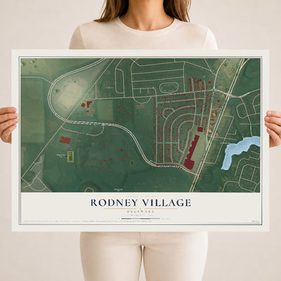 Map of Rodney Village, Delaware, 18 x 24 inch unframed archival matte print