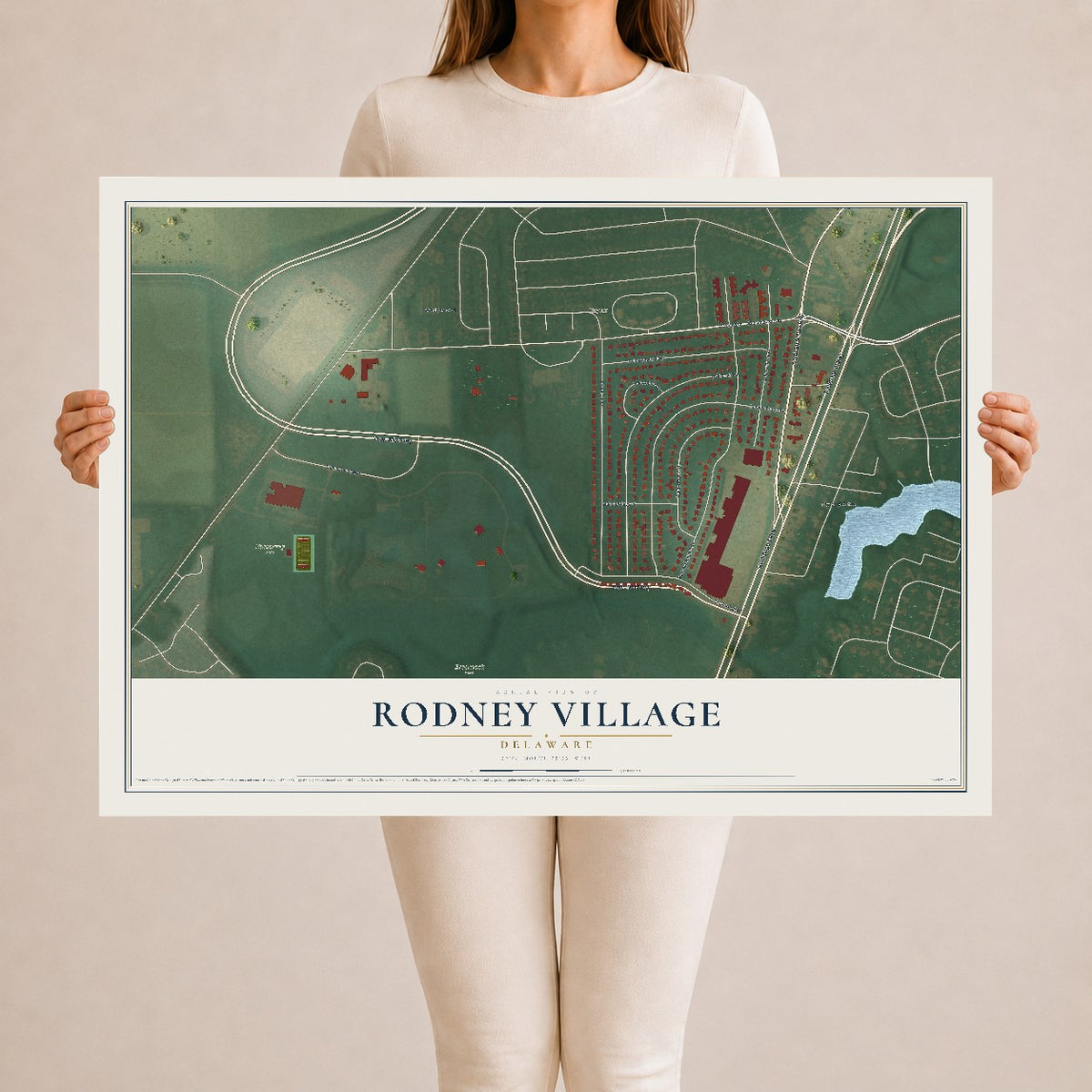 Map of Rodney Village, Delaware, 24 x 36 inch unframed archival matte print