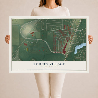 Map of Rodney Village, Delaware, 24 x 36 inch unframed archival matte print