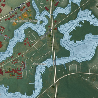 Second close-up of the map of Seaford, Delaware print showing more streets and buildings