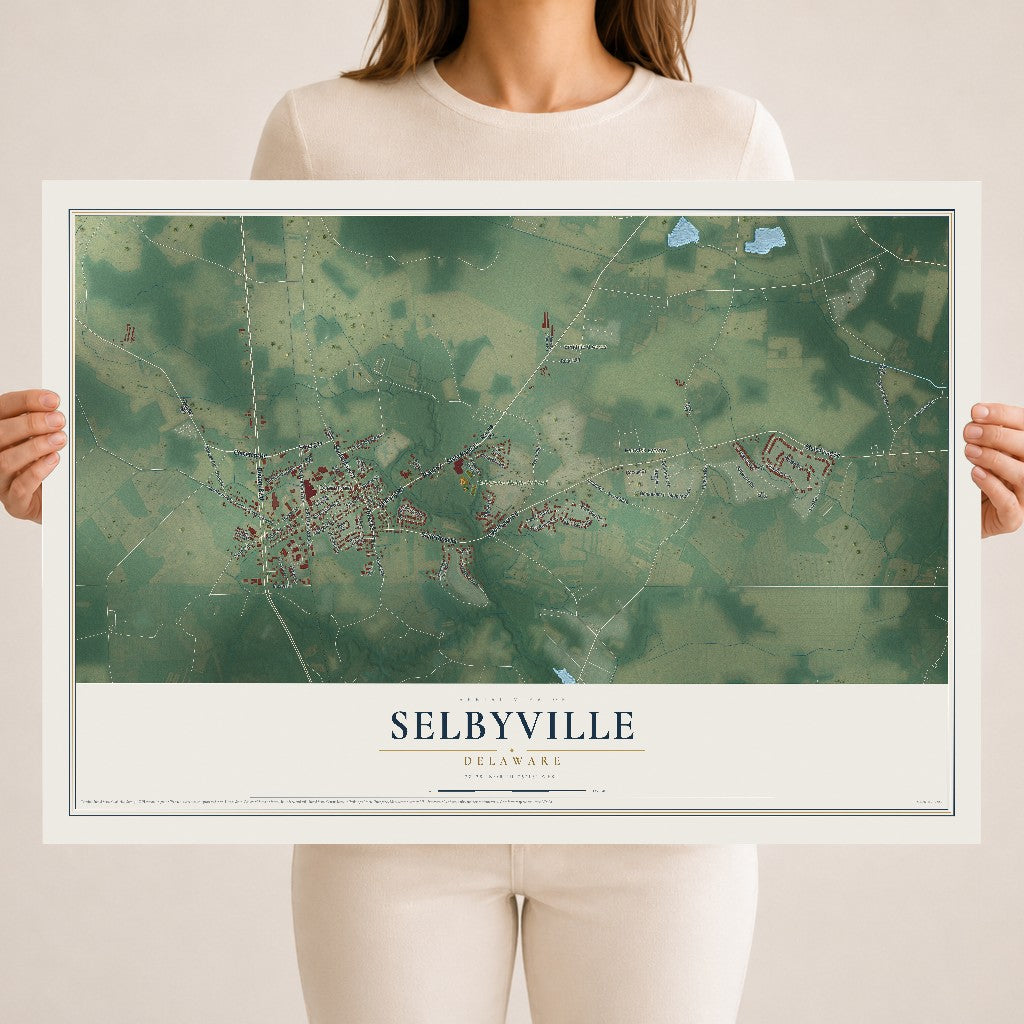 Map of Selbyville, Delaware, 18 x 24 inch unframed archival matte print