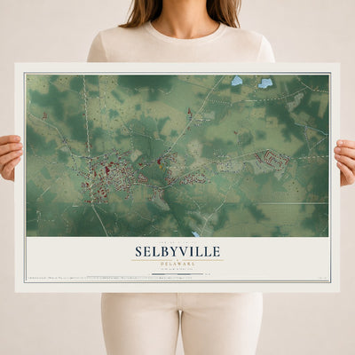 Map of Selbyville, Delaware, 18 x 24 inch unframed archival matte print