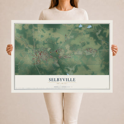 Map of Selbyville, Delaware, 24 x 36 inch unframed archival matte print