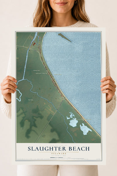 Map of Slaughter Beach, Delaware, 18 x 24 inch unframed archival matte print