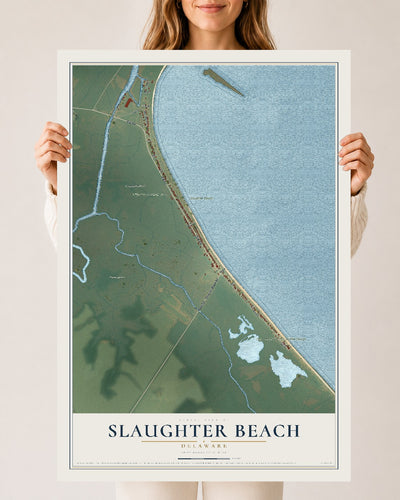 Map of Slaughter Beach, Delaware, 24 x 36 inch unframed archival matte print