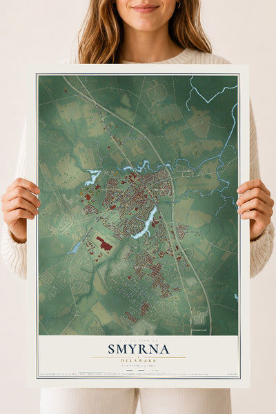 Map of Smyrna, Delaware, 18 x 24 inch unframed archival matte print