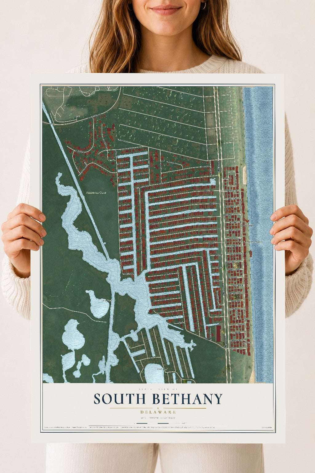 Map of South Bethany, Delaware, 18 x 24 inch unframed archival matte print