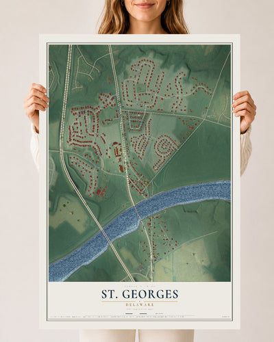 Map of St. Georges, Delaware, 24 x 36 inch unframed archival matte print