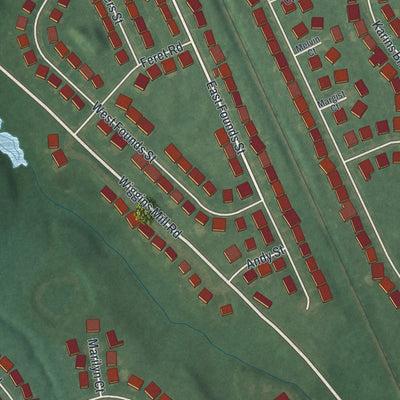 Second close-up of the map of Townsend, Delaware print showing more streets and buildings