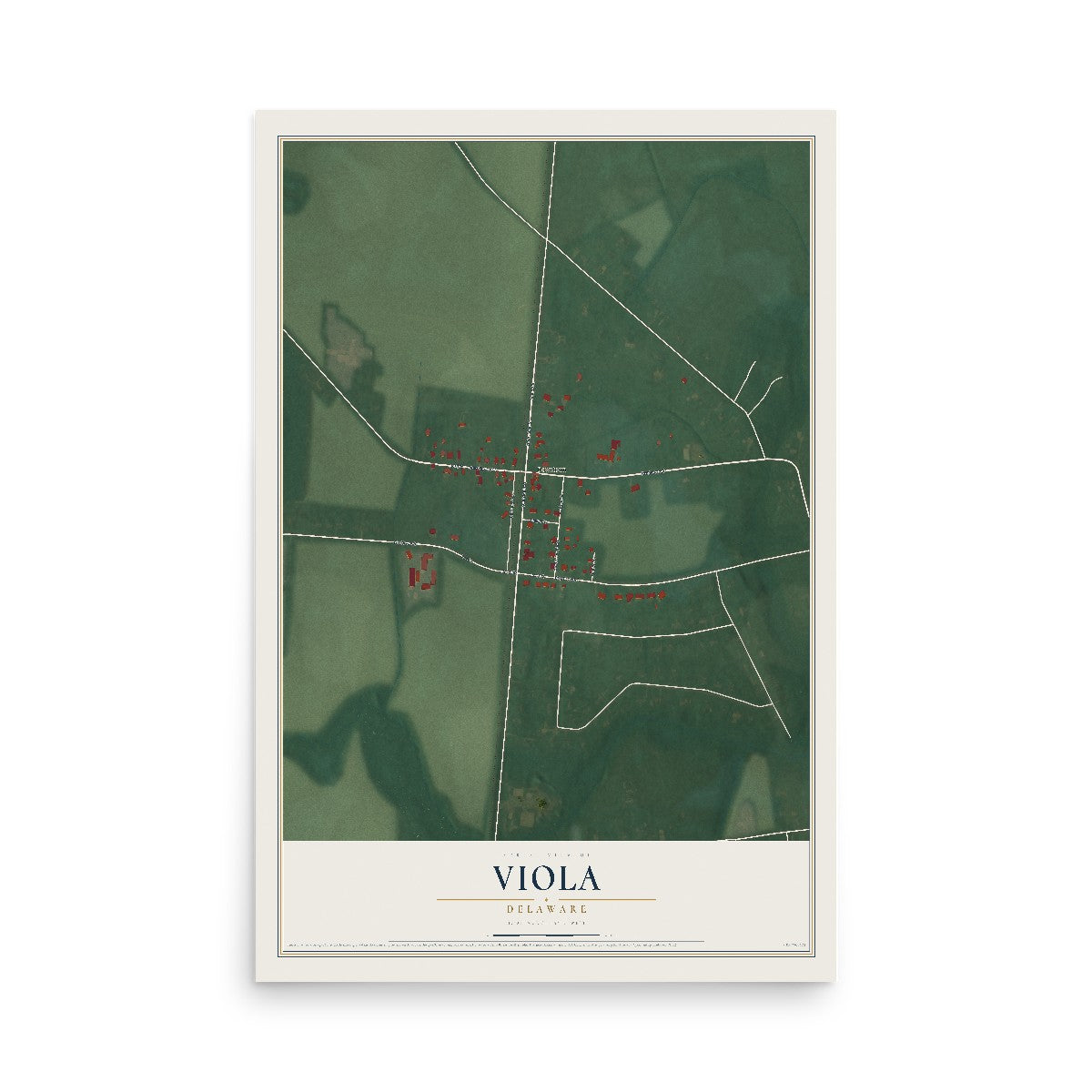 Map of Viola, Delaware, 12 x 18 inch unframed archival matte print