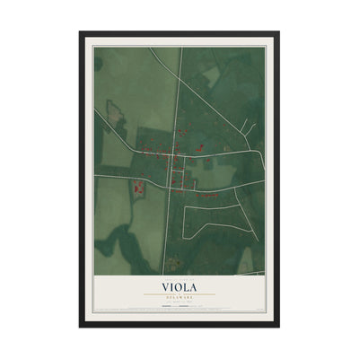 Map of Viola, Delaware, 12 x 18 inch print in a black wood frame