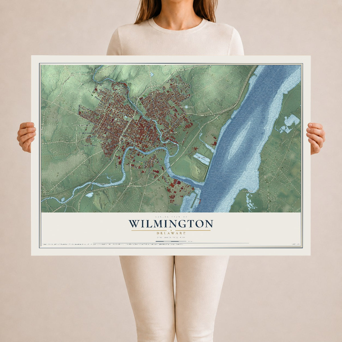 Map of Wilmington, Delaware, 24 x 36 inch unframed archival matte print