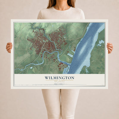 Map of Wilmington, Delaware, 24 x 36 inch unframed archival matte print