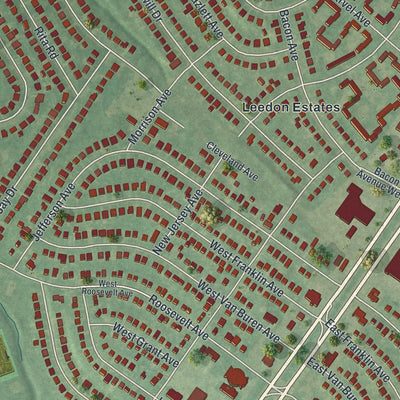 Close-up of the map of Wilmington Manor, Delaware print showing street and building detail