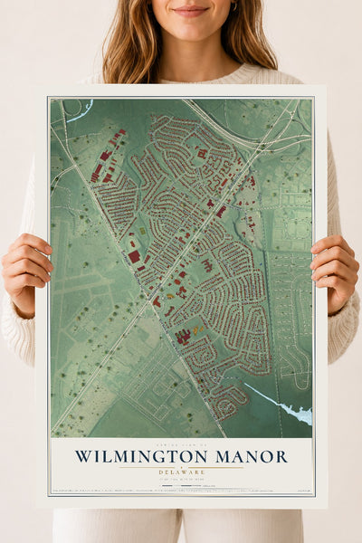 Map of Wilmington Manor, Delaware, 18 x 24 inch unframed archival matte print