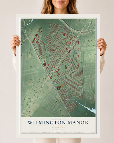 Map of Wilmington Manor, Delaware, 24 x 36 inch unframed archival matte print