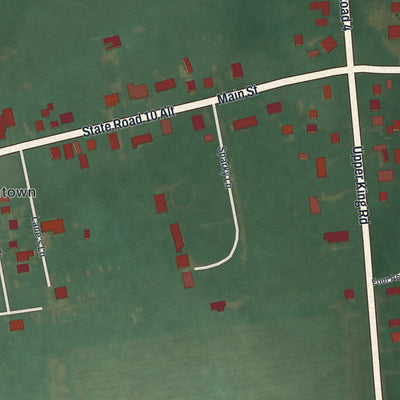 Close-up of the map of Woodside, Delaware print showing street and building detail
