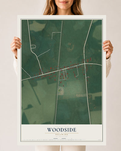 Map of Woodside, Delaware, 24 x 36 inch unframed archival matte print