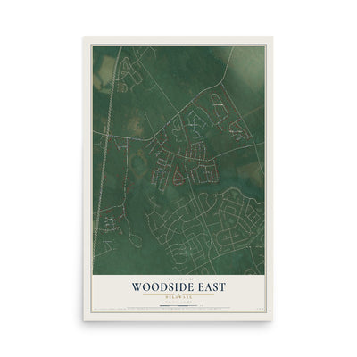 Map of Woodside East, Delaware, 12 x 18 inch unframed archival matte print