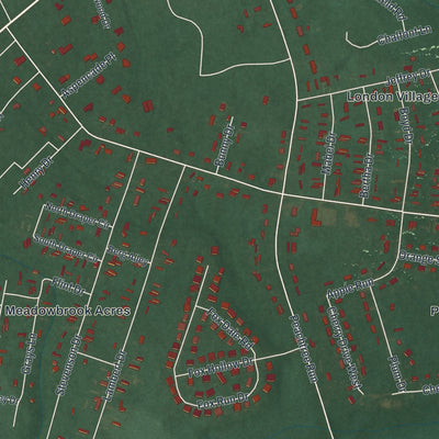 Close-up of the map of Woodside East, Delaware print showing street and building detail