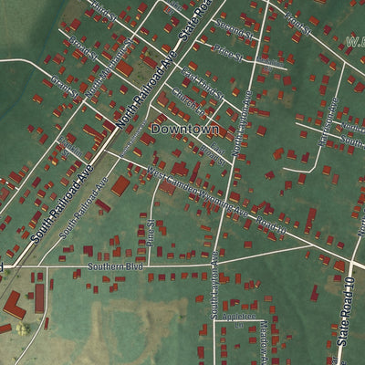 Close-up of the map of Wyoming, Delaware print showing street and building detail
