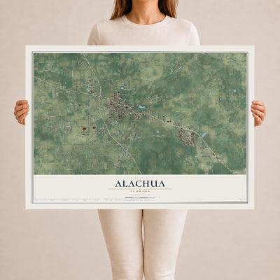 Alachua, Florida map print, 24" x 36" Archival Matte Print mockup