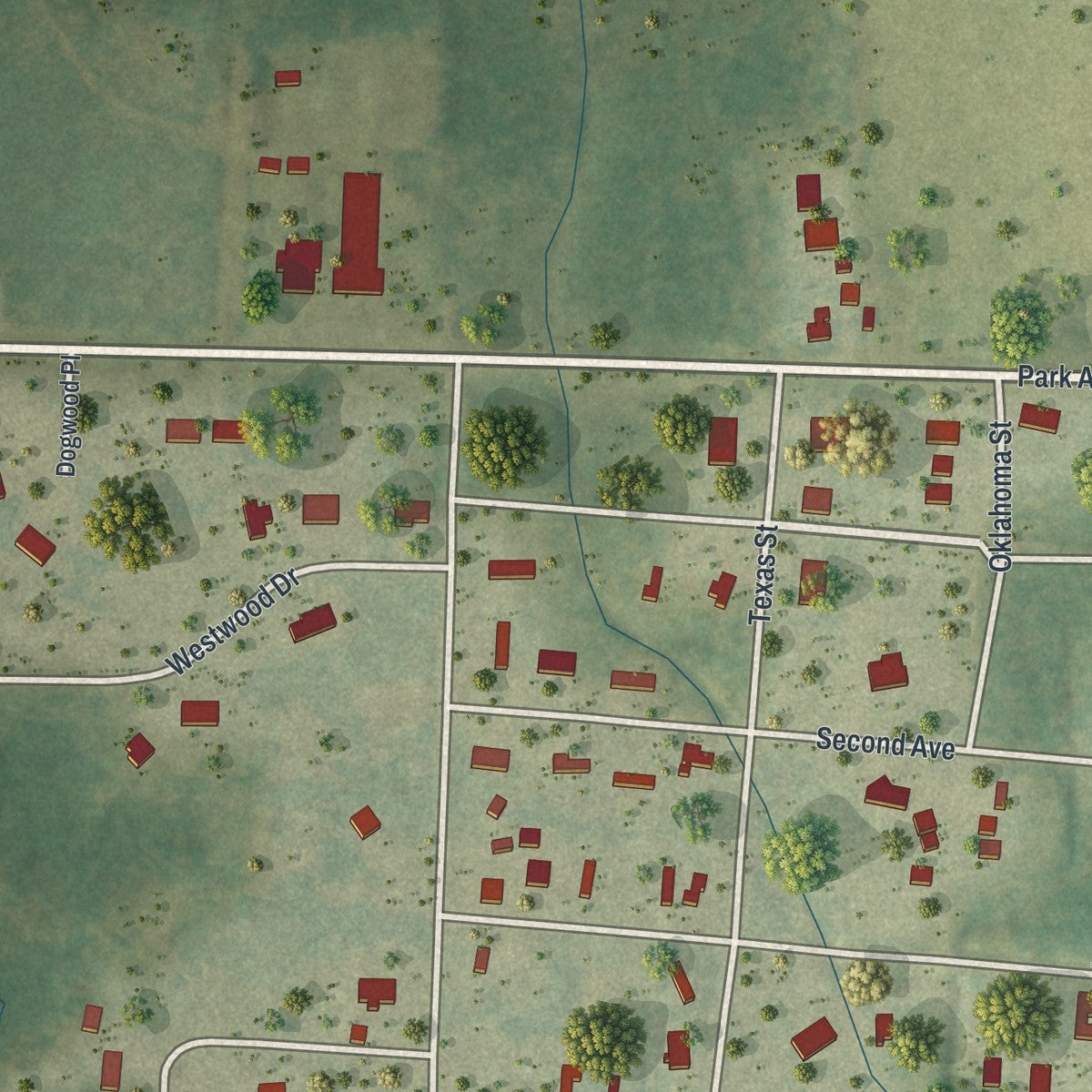 Close-up 2 of the Alford, Florida map artwork