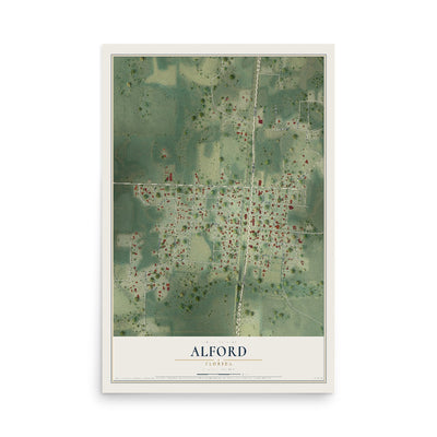 Alford, Florida map print, 12" x 18" Archival Matte Print mockup
