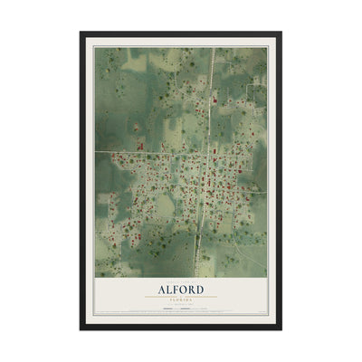 Alford, Florida map print, 12" x 18" W/ Black Ayous Wood Frame mockup