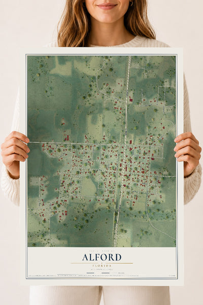 Alford, Florida map print, 18" x 24" Archival Matte Print mockup