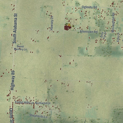 Close-up of the map of Allentown, Florida print showing street and building detail