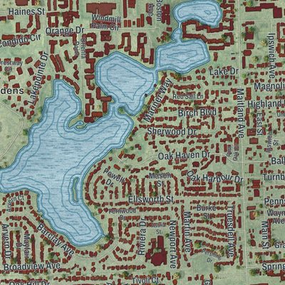 Close-up 1 of the Altamonte Springs, Florida map artwork