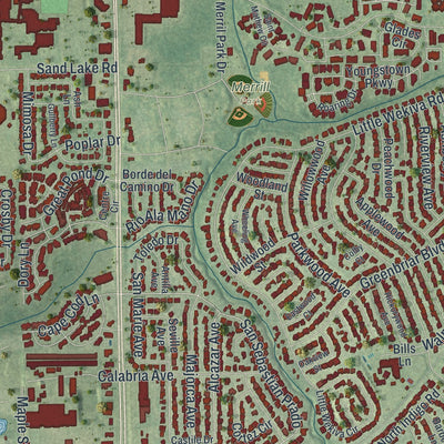 Close-up 2 of the Altamonte Springs, Florida map artwork