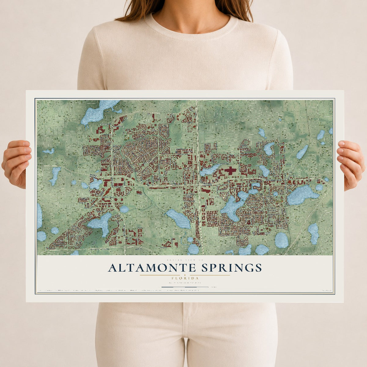 Altamonte Springs, Florida map print, 12" x 18" Archival Matte Print mockup