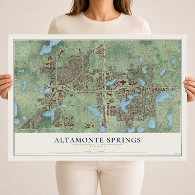 Altamonte Springs, Florida map print, 18" x 24" Archival Matte Print mockup