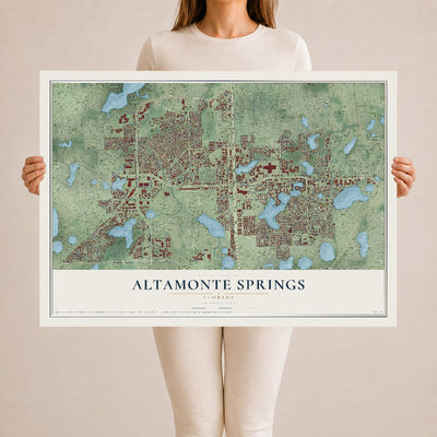 Altamonte Springs, Florida map print, 24" x 36" Archival Matte Print mockup