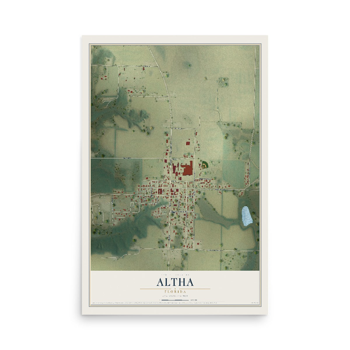 Altha, Florida map print, 12" x 18" Archival Matte Print mockup