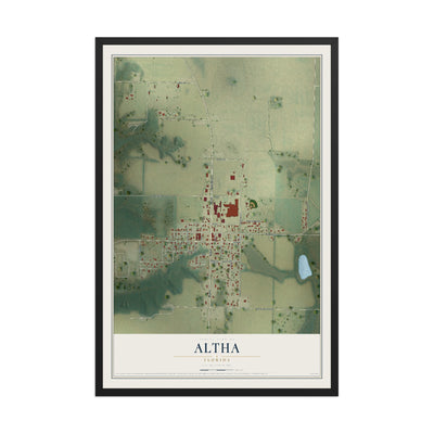 Altha, Florida map print, 12" x 18" W/ Black Ayous Wood Frame mockup