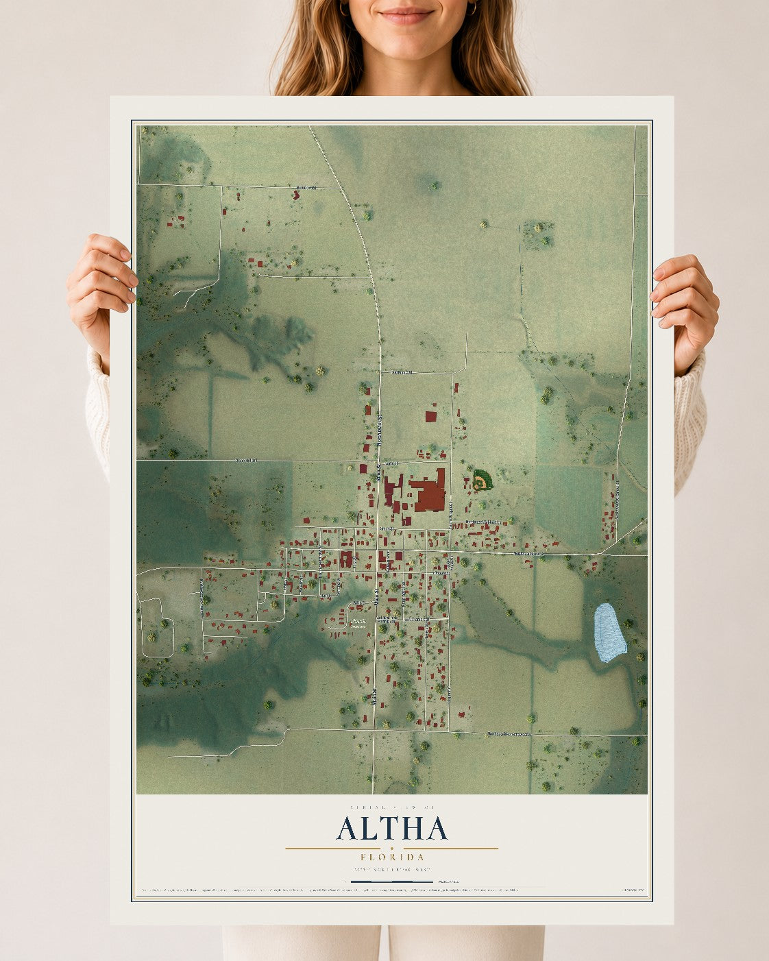 Altha, Florida map print, 24" x 36" Archival Matte Print mockup