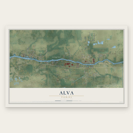 Alva, Florida map print, the full design
