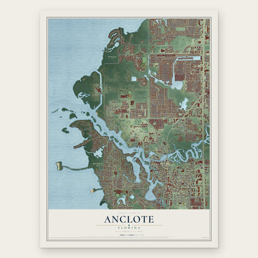 Anclote, Florida map print, the full design