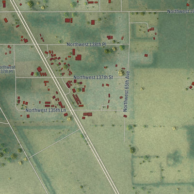 Close-up of the map of Andrews, Florida print showing street and building detail