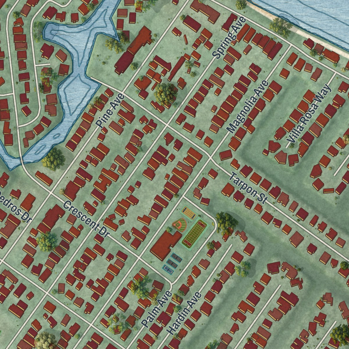 Close-up 2 of the Anna Maria, Florida map artwork