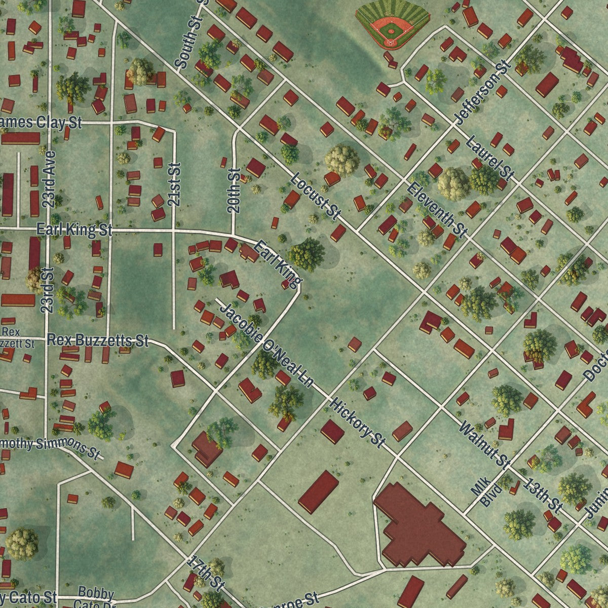 Close-up 2 of the Apalachicola, Florida map artwork