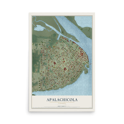 Apalachicola, Florida map print, 12" x 18" Archival Matte Print mockup