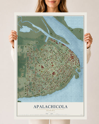 Apalachicola, Florida map print, 24" x 36" Archival Matte Print mockup