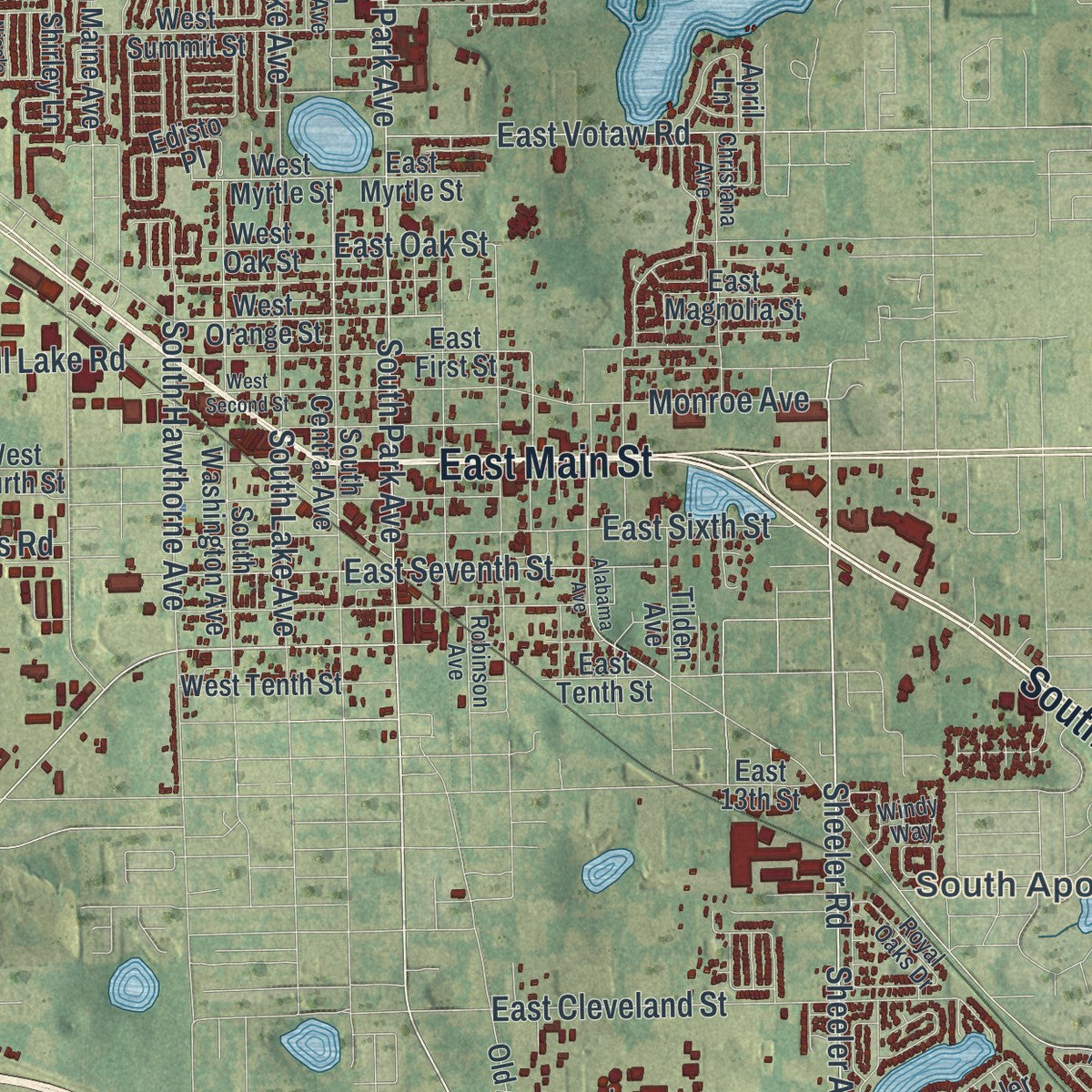 Close-up 2 of the Apopka, Florida map artwork