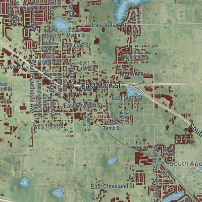 Close-up 2 of the Apopka, Florida map artwork